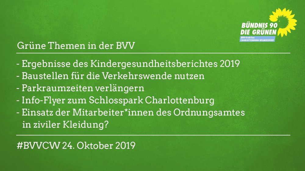 Grüne Themen in BVV am 24.10.2019