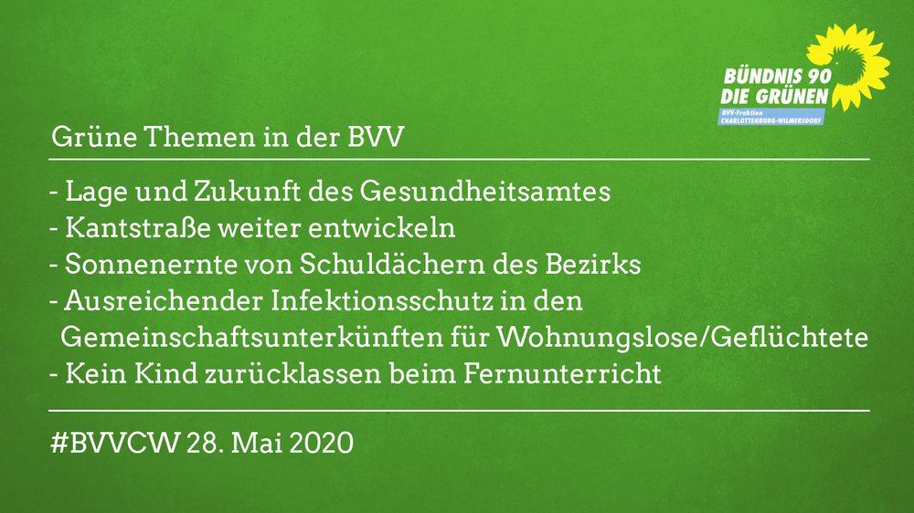 Grüne Themen in der BVV am 28.5.2020
