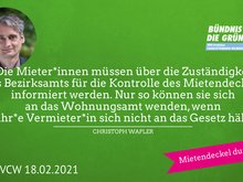 Die Mieter*innen müssen über die Zuständigkeit des Bezirksamts für die Kontrolle des Mietendeckels informiert werden. Nur so können sie sich an das Wohnungsamt wenden, wenn ihr*e Vermieter*in sich nicht an das Gesetz hält.