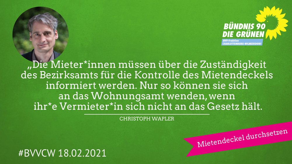 Die Mieter*innen müssen über die Zuständigkeit des Bezirksamts für die Kontrolle des Mietendeckels informiert werden. Nur so können sie sich an das Wohnungsamt wenden, wenn ihr*e Vermieter*in sich nicht an das Gesetz hält.
