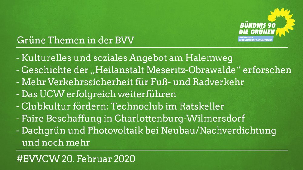 Grüne Themen in der BVV am 20.02.2020