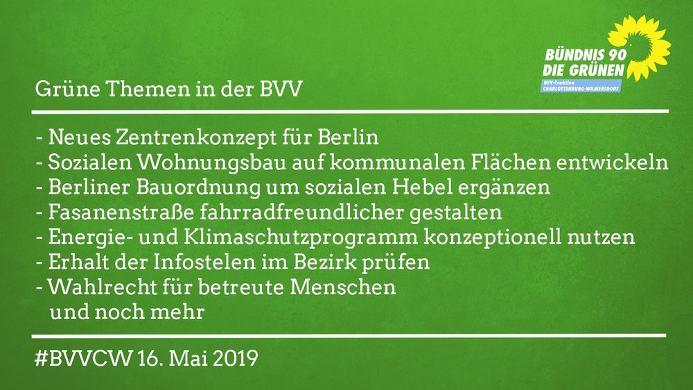 Grüne Themen in der Mai-BVV