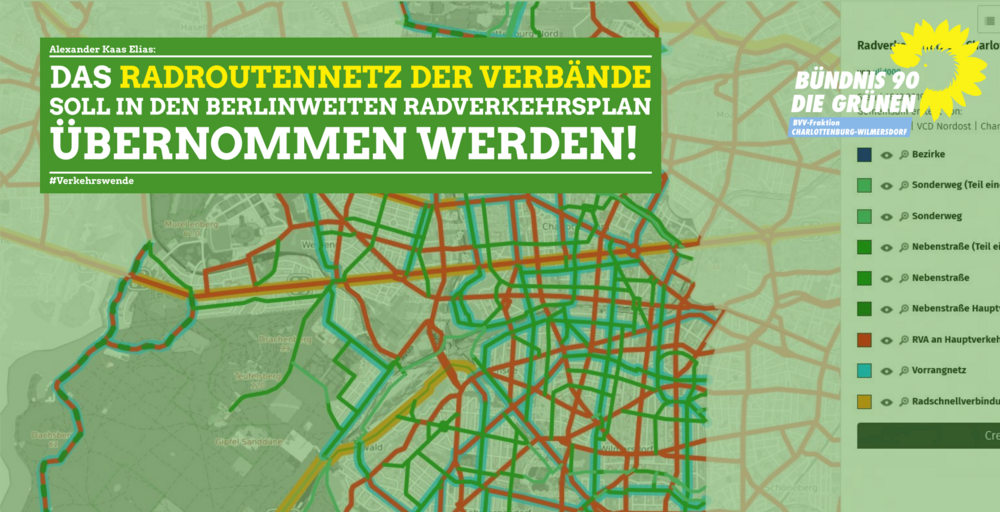 Das Radroutennetz der Verbände soll in den berlinweiten Radverkehrsplan übernommen werden.